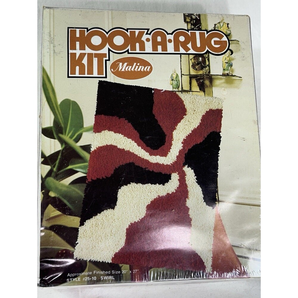 HOOK A RUG KIT Malina Swirl Latch 20x 27" Southwestern Desert VINTAGE 1970's US